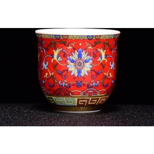 Tea Cup Ceramic Porcelain Tea Bowl 60ml Enamel Flower Cups Master Puer Cup Teacup Chinese Kung Fu Teaware Creative Teacups Craft