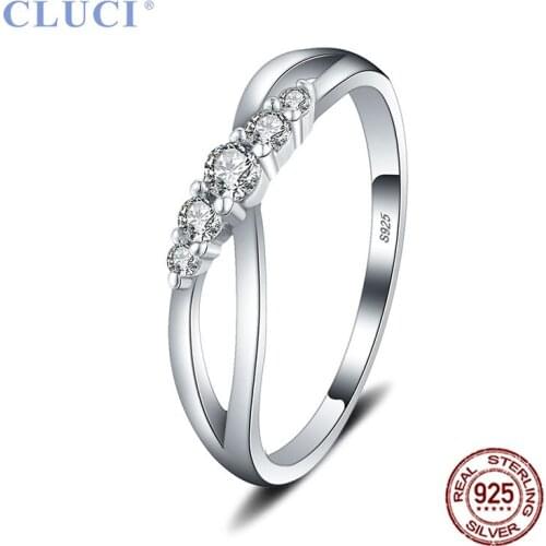 CLUCI Authentic Clasic Silver 925 Zircon Infinity RIng for Love Women Sterling Silver Twisted Ring Jewekry DR1050SB