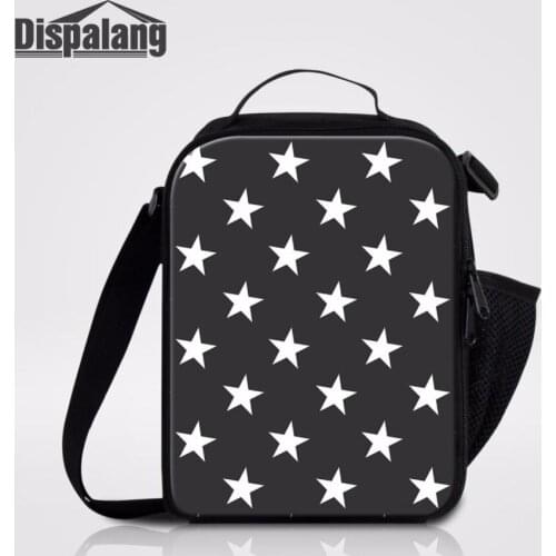 Dispalang Portable Food Lunch Bag Tote With Zipper Star Striped Prints Thermal Lunchbox For Adults Kids Picnic Storage Bag Bolsa