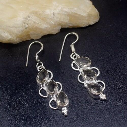 Gemstonefactory Big Promotion Unique 925 Silver Smoky Topaz Perfect Jewelry Women Ladies Gifts Dangle Drop Earrings 20211884