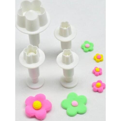 Hot Sale 4Pcs/Set Plum Flower Plunger Fondant Mold Cutter Cake tools Decorating Christmas Cake Decorating Tools