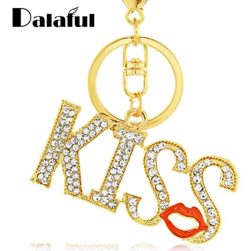 Exquisite Crystal Lady Purse HandBag Bag Pendant For Car Key chains rings holder Kiss Letters Keychain Red Lips Keyring K376