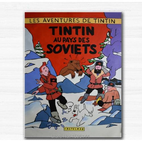 Hand painted Canvas Oil Paintings The adventures of Tintin Modern Home Decoration Wall Art Picture Ornaments Painting
