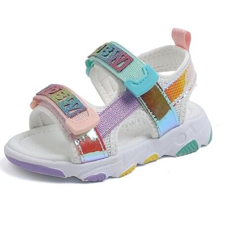 Summer new girls' open-toed beach sandals kids ful soft-soled leisure shoes for children flats fashion