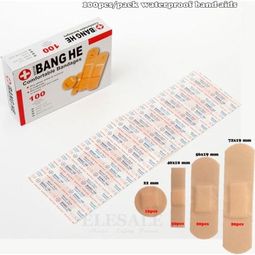 100Pcs/Pack Waterproof Band-Aids Bandages First Aid Medical Anti-Bacteria Wound Plaster Multi Size Home Travel Emergency Kits