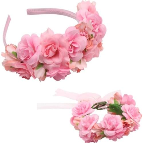 Miss ctue European and American fashion simulation pollen color wreath ribbon hairband childrens beach photo hair accessories H