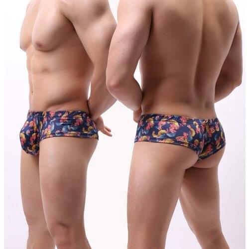 Men Boxers Pouch Mens Underwear Cotton Underwear U Convex Pouch Sexy Underpants Floral Printed Leaves Homewear Shorts Panties