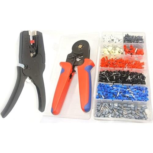 LB-1Wire Stripper Crimping Pliers With 1200 Wire Terminal Crimp Connector Tubular Ferrules Kit Set