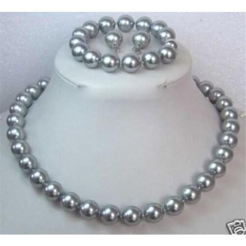 Mouse over image to zoom Details about 8MM Grey South Sea Shell Pearl Necklace Bracelet / Earring Set LL003