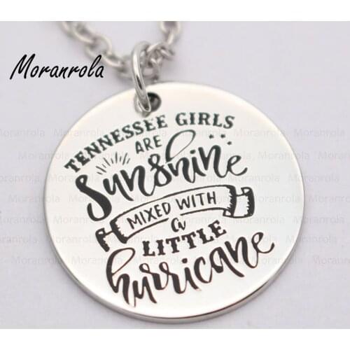 New arried "Tennessee Girls Are Sunshine mixed with a little Hurricane"Copper necklace Keychain,charm,Sunshine Hurricane jewelr