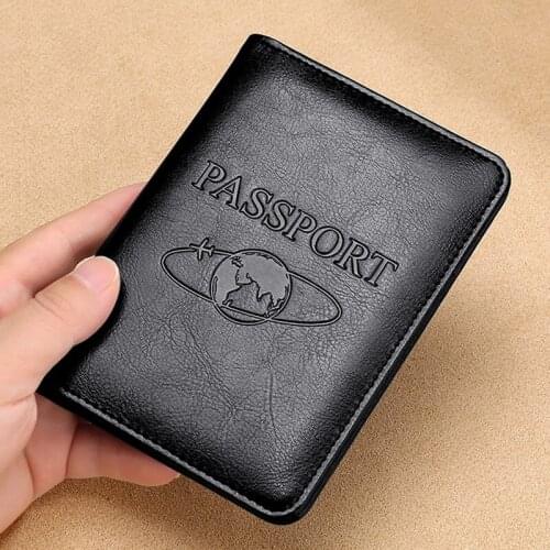 Rfid passport cover unisex leather travel cover, suitable for passport multi-card passport bag