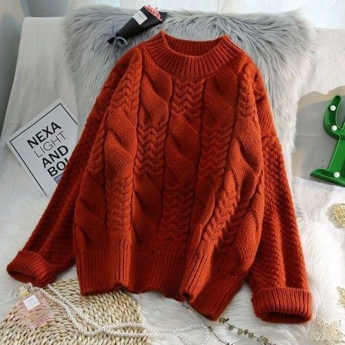 OMCHION Retro Thick Twist Sweater Womens Pullover Casual Loose Korean Style Lazy Knitwear 2020 Winter Oversized Jumper LYT59