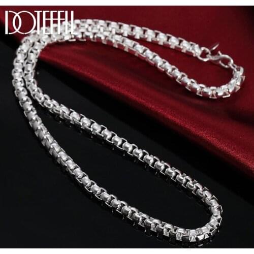 DOTEFFIL 925 Sterling Silver 20 Inch 5mm Round Lattice Chain Necklace For Women Man Fashion Wedding Party Charm Jewelry