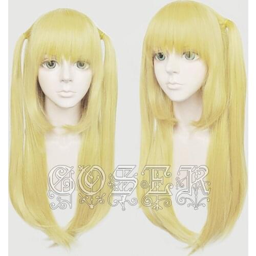 Anime Death Note Amane Misa Cosplay Wigs 60cm Long Golden Heat Resistant Synthetic Hair Wig + Wig Cap