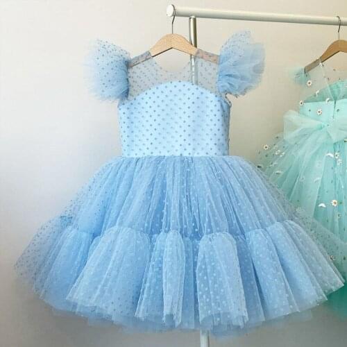 Girls Princess Dress Kids Elegant Wedding Tutu Prom Dresses Children Tulle Flare Sleeve Dress for Girl Party Tutu Dress Vestidos