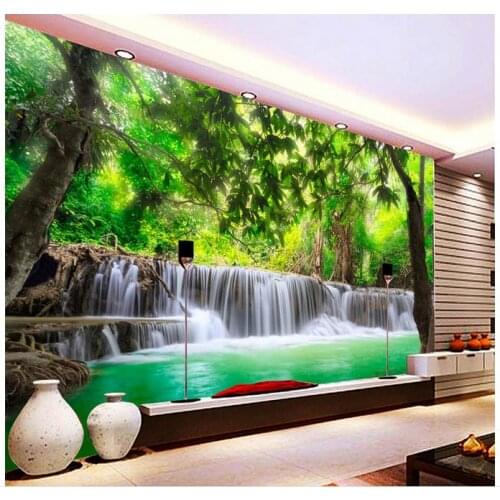 Custom photo wallpaper 3d wall murals wallpaper hd jungle river waterfall background wall papers room wallpaper decoration
