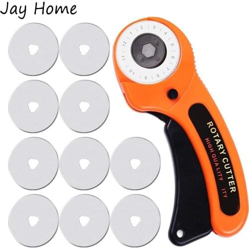 Professional 45mm Rotary Cutter with Ergonomic Soft Handle Rotary Roller Cutter with 5pcs Blades for Cutting Quilting Fabric