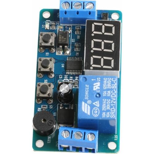 Taidacent 5Pc 12V 1 Way Digital Display Programmable Time Delay Relay Cycle Timing Circuit Switch Delay On off Relay with Buzzer