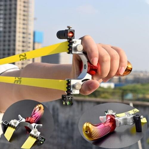 Kids Outdoor Toys Resin Slingshot with Laser Light Sight Use Flat Rubber Band Powerful Sling Shot Bow Outdoor Shooting Toys