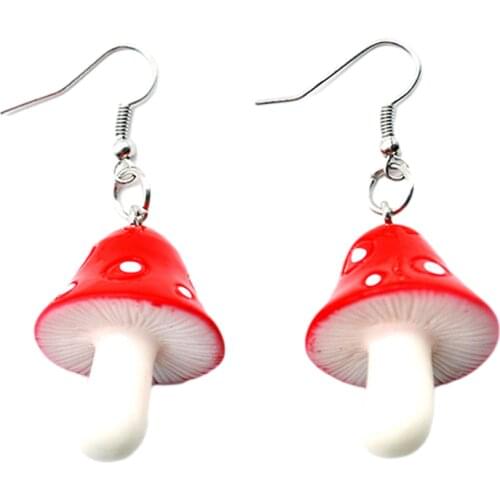 1 Pair Girls Funny Cute Mushroom Drop Earring Acrylic Female Earrings 1Pair Unique Christmas Gifts Women Girl Jewelry