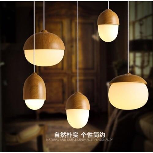 Modern nordic oak glass pendant lights loft decoration indoor kitchen island hanging light fixture dinging room living Room E27