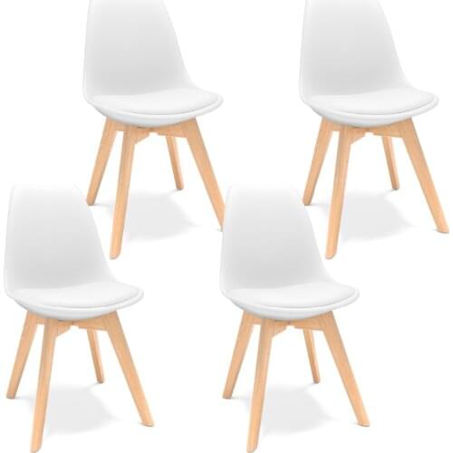 Furgle 4Pcs/Set Tolid Shell Chair Classic Style Dining Chair Eiffel Wood Legs Coffee Chair with Cushion Seat Chair for Kitchen