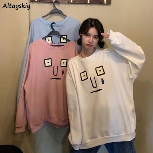 Print Hoodies Women Cute Korean Style Chic Trendy Leisure BF Unisex Couple Ulzzang All-match Hipster Ins Female Sweatshirts Fall