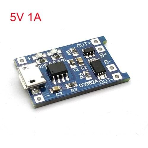 5 Pcs Micro USB 5V 1A 18650 TP4056 Lithium Battery Charger Module Charging Board With Protection Dual Functions 1A Li-Ion