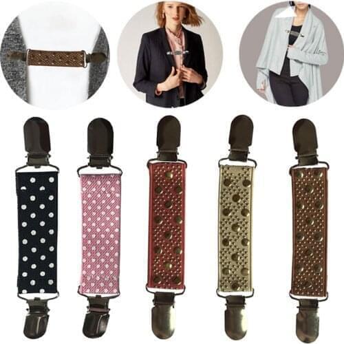 Duck-Mouth Cardigan Clip Collar Buckles For Sweater Shawl Brooch Print Dot Polyester Cloth Decor