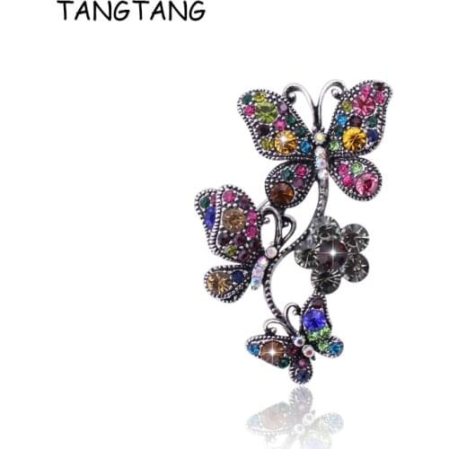 TANGTANG Woman Brooch Butterfly Pin Clips For Scarf Brooches With Stones Christmas Jewelry Luxury Crystal Vintage Brooch Pin
