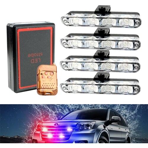 16 LED DRL Ambulance Police Light 12V Fso Auto Strobe Warning Light Wireless Remote 4WD Car Truck Light Flashing Firemen Lights