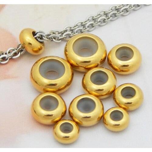 20pcs Gold/ Stainless Steel Positioning Beads Rubber Spacer Bead Fits for DIY Charm DIY Jewelyy Making Findings & Accessories
