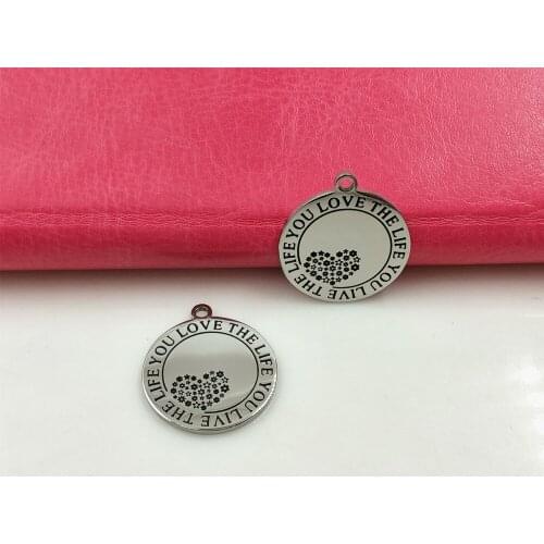 20PCS Charm Dangle Jewelry YOU LIVE THE LIFE Charms Stainless Steel DIY Charms Accessories Necklace Jewelry