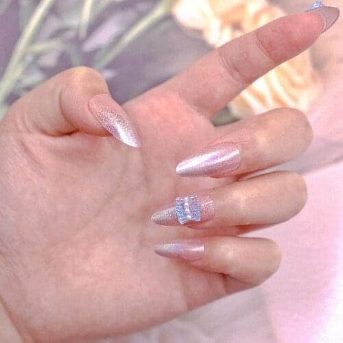 3Pcs 3D Sticker Natural Tips Curved Half Cover False Nail Tips Acrylic Nails Effect Elegant Resin Pearl Skirt Nail Art Tips Girl