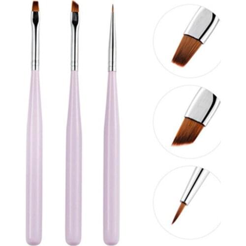 3Pcs/Set Nail Art UV Gel Polish Painting Drawing Liner Brush Purple Acrylic Pen Kit Dotting Design Varnishes Manicure Tools