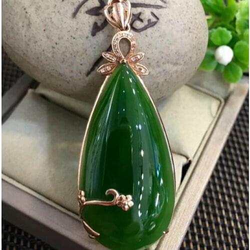 Hetian Biyu Jucai Big Water Drop PendantJ70