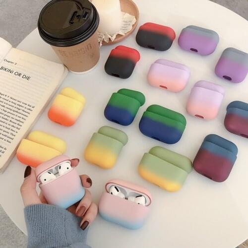 Gradient Rainbow Earphone Case For AirPods 2 AirPods Case Airpods PRO 3 hard PC Plastic Protective case fundas For Air pods