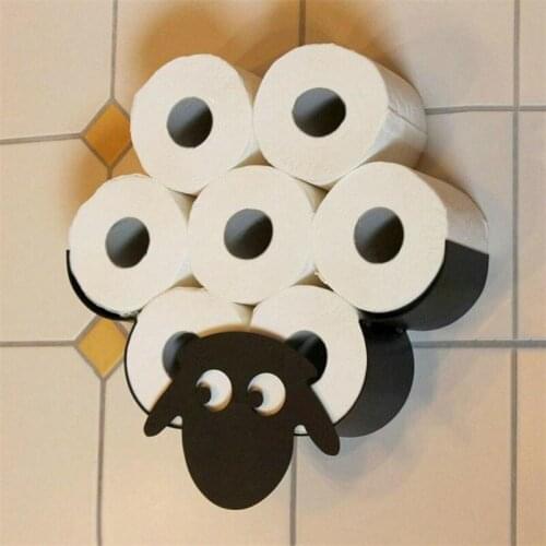 Sheep Toilet Paper Holde Roll Holder Sheep Wall Mount Black Metal Toilet Paper Wc Tissue Storage home kitchen Organiza