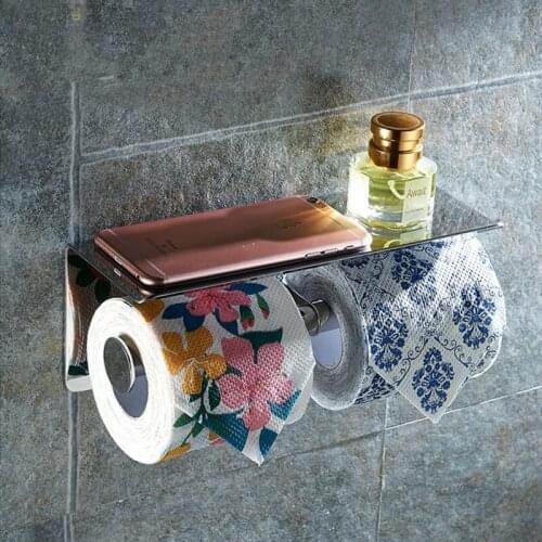 Stainless Steel Double Toilet Paper Box Wall Mounted Napkin Holder With Multifunction Bathroom Paper Holder Victor AS