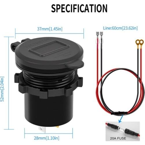 Dual USB QC3.0 Car Motorcycle Charger Adapter Accessory with Mechanical Switch Quick Charge Voltage Digital Display 3.4A A5KD