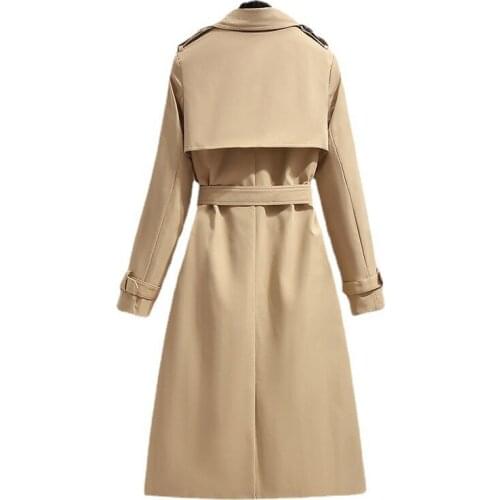 Elegant Lady Coat 2021 New Autumn Windbreaker Women Spring Coats Loose Trench Coat Fashion Female All-match Long Overcoat OK1054