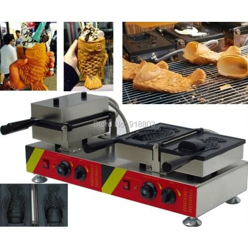 Commercial Use Non-stick 110v 220v Electric Dual Ice Cream Taiyaki Maker Machine Baker Iron