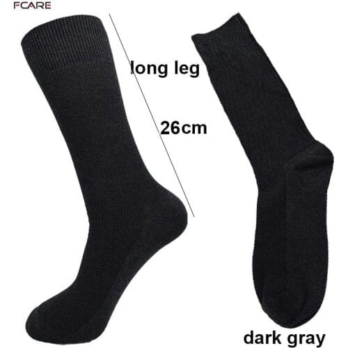 Fcare 8PCS=4 pairs 40, 41, 42, 43, 44, 45 long leg business socks men cotton dress dark gray stripe socks calcetas hombre