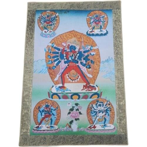 China old Tibet Paper Thangka like hanging painting fengshui Tibetan Buddhism