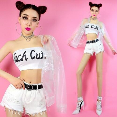 Hip Hop Costumes Women Transparent Jacket Jazz Clothing Adults Street Dance Wear Modern Stage Performance Rave Outfit DNV13091
