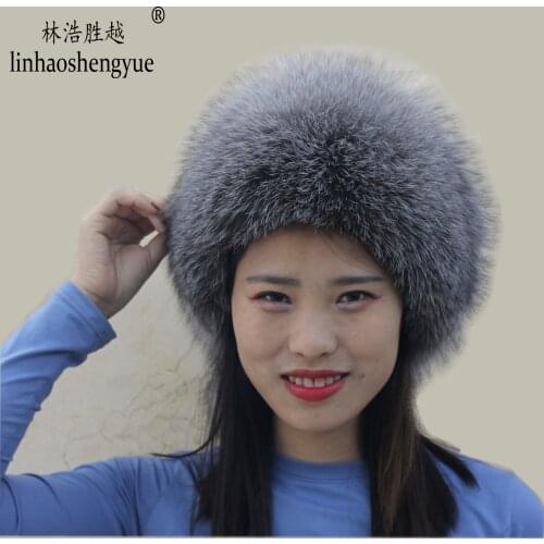 Linhaoshengyue Fashion Beautiful Real Fox and Rex Rabbit Fur Women Hat with Freeshipping