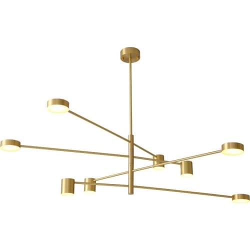 Post Modern Copper Pendant Light 8 Lamps 6 Lamps for Livingroom Acrylic Lampshade Warm white Pure white Simple lighting fixture