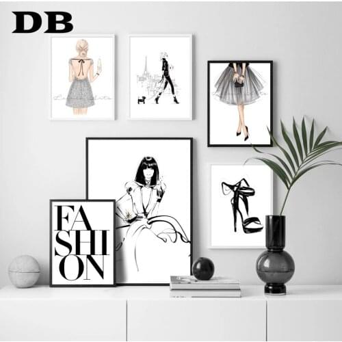 Fashion Girl High Heels Paris Tower Wall Art Canvas Painting Nordic Posters And Prints Wall Pictures For Living Room Home Decor