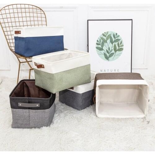 2021 New Cube Folding Storage Box Dirty Clothes Storage Basket Toys Organizers for Shelf With Sturdy Wortical Carry Handles