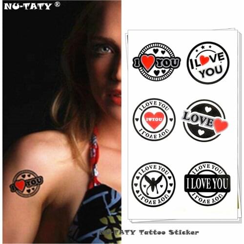 Nu-TATY I love You Round Icon Temporary Tattoo Body Art Arm Flash Tattoo Stickers 17*10cm Waterproof Fake Henna Painless Tattoo
